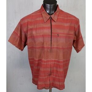 Patagonia Rhythm Short Sleeve Full Zip Shirt Mens XL Organic Cotton Red Orange
